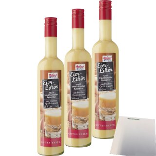 Hofgut Eierlikör 20% vol. 3er Pack (3x0,5l Flasche) + usy Block