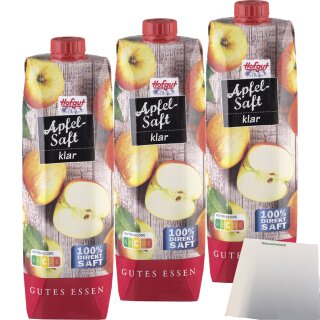 Hofgut Apfelsaft klar 3er Pack (3x1l Packung) + usy Block
