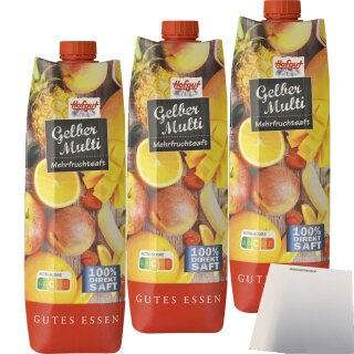 Hofgut Gelber Multi Direktsaft 3er Pack (3x1l Packung) + usy Block