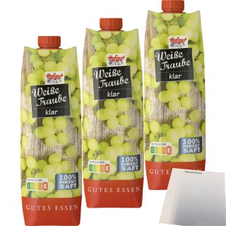 Hofgut Weiße Traube Direktsaft 3er Pack (3x1l Packung) + usy Block