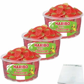 Haribo Riesen Erdbeeren Fruchtgummi 3er Pack (3x150 Stk Runddose) + usy Block