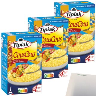 Tipiak CousCous Natur 3er Pack (3x500g Packung) + usy Block