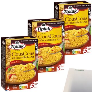 Tipiak CousCous auf orientalische Art 3er Pack (3x510g Packung) + usy Block