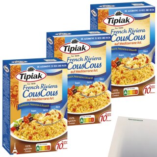 Tipiak CousCous auf mediterrane Art 3er Pack (3x400g Packung) + usy Block