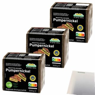 Mestemacher Westfälischer Pumpernickel 3er Pack (3x500g Packung) + usy Block