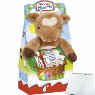 Kinder Maxi Mix Plüschtier Ziege Ostern (133g Packung) + usy Block
