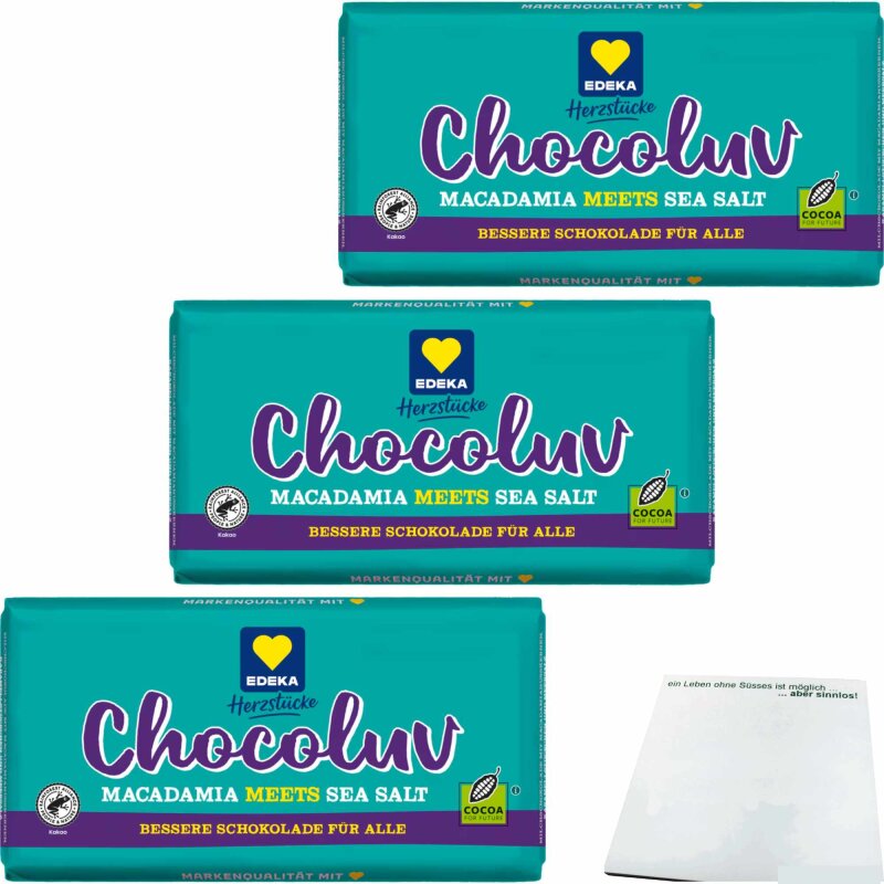 Edeka Herzstücke Chocoluv Macadamia Meersalz 3er Pack (3x150g Tafel)