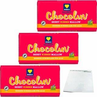 Edeka Herzstücke Chocoluv Rote Früchte Marshmallow 3er Pack (3x150g Tafel) + usy Block