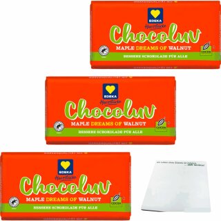 Edeka Herzstücke Chocoluv Walnuss Ahornsirup 3er Pack (3x150g Tafel) + usy Block