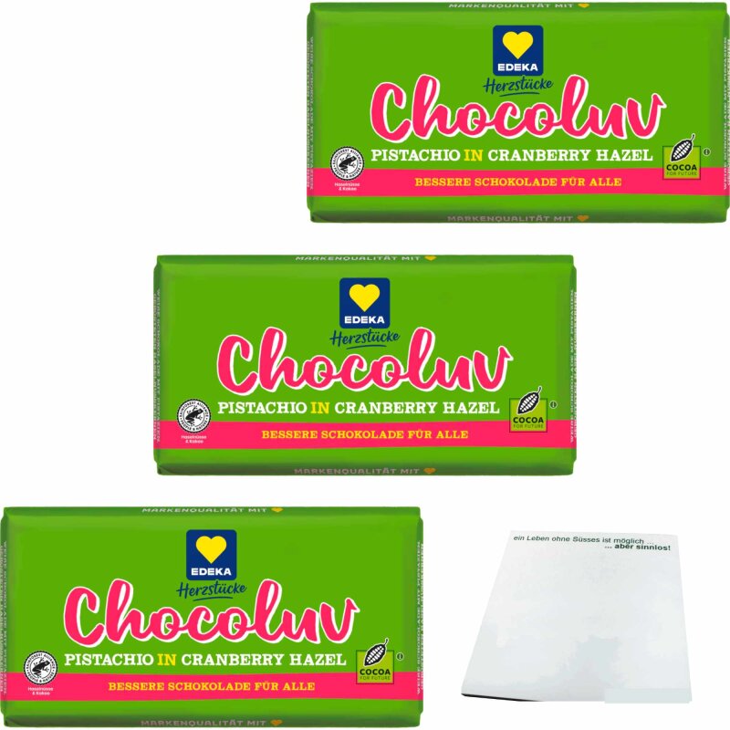 Edeka Herzstücke Chocoluv Pistazie Cranberry Haselnuss 3er Pack (3x15