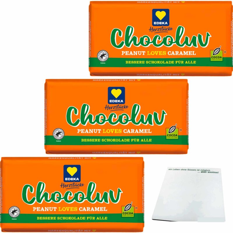 Edeka Herzstücke Chocoluv Erdnuss Karamell 3er Pack (3x150g Tafel)