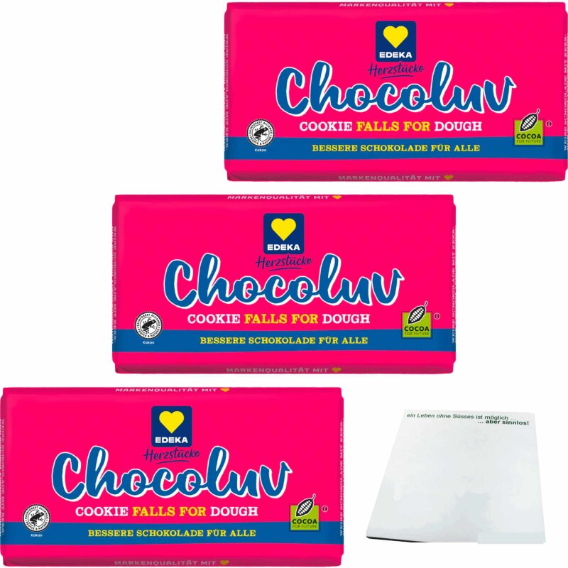 Edeka Herzstücke Chocoluv Weiß Cookie Dough 3er Pack (3x150g Tafel)