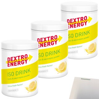 Dextro-Energy Iso Drink Citrus 3er Pack (3x6x440g Dose) + usy Block