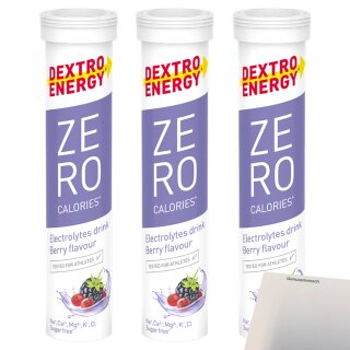 Dextro Energy Zero Calories Berry 3er Pack (3x12x80g Tube) + usy Block
