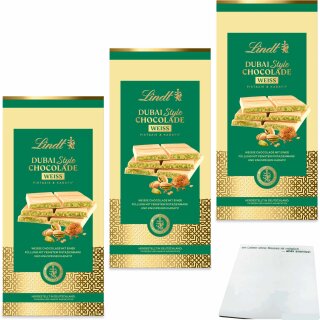 Lindt Dubai Style Chocolade WEISS 3er Pack (3x150g Tafel) + usy Block