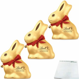 Lindt Goldhase 3er Pack (3x100g Packung) + usy Block