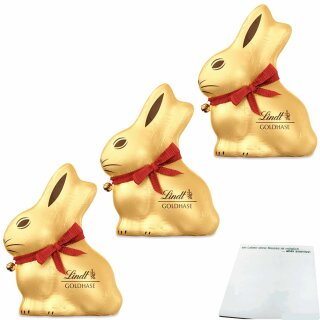 Lindt Goldhase Vollmilch 3er Pack (3x200g Packung) + usy Block