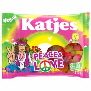 Katjes Peace & Love Vegan Fruchtgummi fruchtig-süßer Mix  (210g Packung)