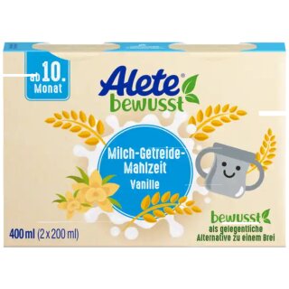 Alete bewusst Milch-Getreide-MahlzeitTrinken Vanille (2x200ml Packung)