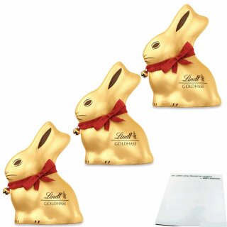 Lindt Goldhase Vollmilch 3er Pack (3x50g Packung) + usy Block
