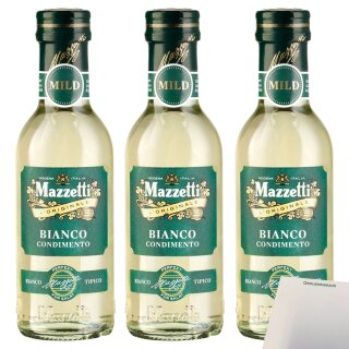 Mazzetti Bianco milder Weißweinessig 3er Pack (3x250ml Flasche) + usy Block