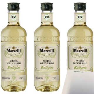 Mazzetti Weissweinessig fruchtig fein 3er Pack (3x500ml Flasche) + usy Block