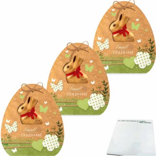Lindt Goldhase Natur Edition großes Geschenk 3er pack (3x345g Packung) + usy Block