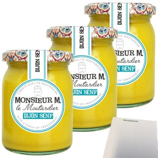 Monsieur M Dijon Senf 3er Pack (3x200g Glas) + usy Block