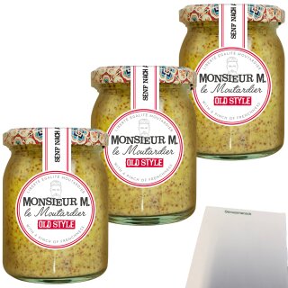 Monsieur M old style Senf 3er Pack (3x200g Glas) + usy Block
