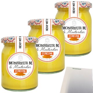 Monsieur M Curcuma Senf 3er Pack (3x200g Glas) + usy Block