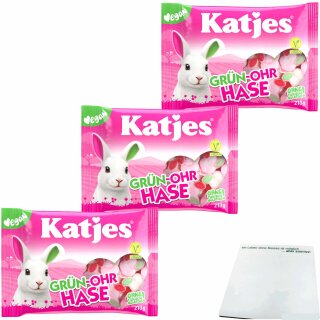 Katjes Grün-Ohr Hase 3er Pack (3x210g Packung) + usy Block