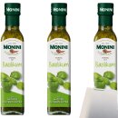 Monini Extra Virgin Olive Oil Basilikum 3er Pack (3x250ml Flasche) + usy Block