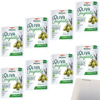 Monini Oliven Bella Dcerignola VPE (8x150g Beutel) + usy Block