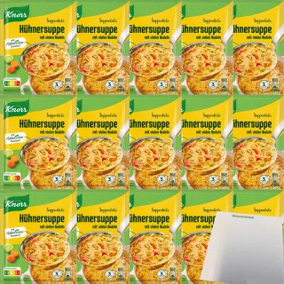 Knorr Suppenliebe Hühner Suppe 3 Portionen, ergibt 750ml 15er Pack (15x69g Packung) + usy Block