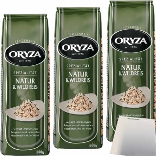 Oryza Natur und Wildreis 3er Pack (3x500g Packung) + usy Block