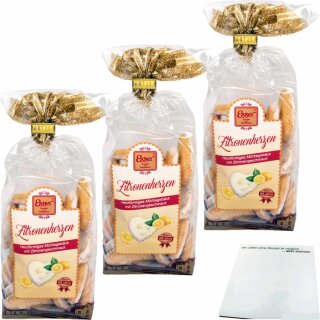 Esser Zitronenherzen Herzförmiges Mürbegebäck mit Zitronengeschmack 3er Pack (3x250g Beutel) + usy Block
