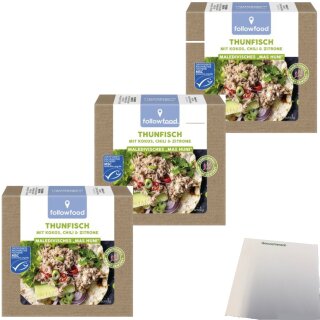 Followfood MSC Thunfisch Maledivisch.Mas Huni 3er Pack (3x160g Dose) + usy Block
