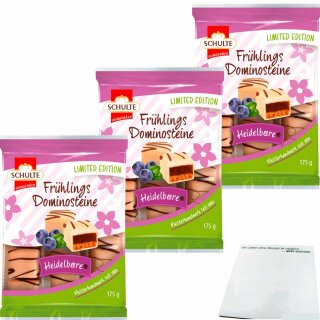 Schulte Frühlings Dominosteine Heidelbeere 3er Pack (3x175g Packung) + usy Block
