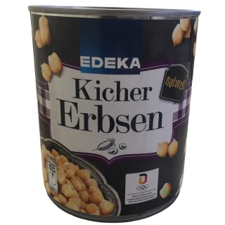 Edeka Kicher Erbsen naturell (800g Dose) MHD 31.05.2025 Sonderpreis