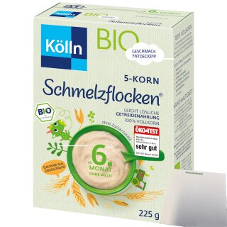 Kölln Schmelzflocken 5-Korn (225g Packung) + usy Block
