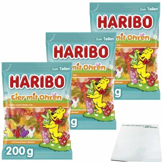 Haribo Eier mit Ohren 3er Pack (3x200g Beutel) + usy Block
