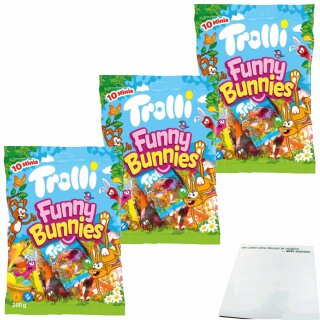 Trolli Funny Bunny 3er Pack (3x200g Packung) + usy Block