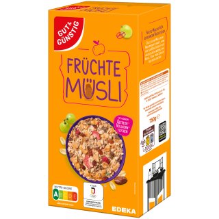 Gut&Günstig Früchte-Müsli mit 40% Früchten (750g Packung) MHD 15.08.2025 Sonderpreis