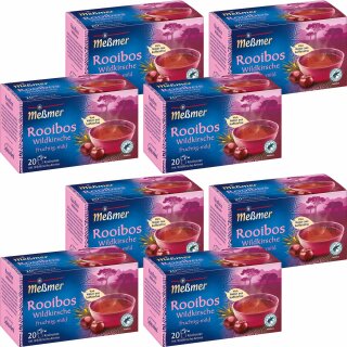 Meßmer Rooibos Wildkirsche fruchtig-mild 8 Packungen (8x 20 Beutel, 40g Packung) MHD 27.01.2025 Sonderpreis