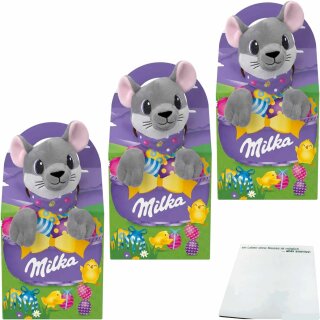 Milka Magic Mix Plüschtier Maus 3er Pack (3x96g Packung) + usy Block