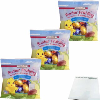 Riegelein Bunter Frühling Vollmilch-Schoko-Eier 3er Pack (3x100g Packung) + usy Block