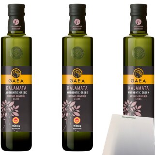 Gaea Kalamata Olivenöl D.O.P. 3er Pack (3x500ml Flasche) + usy Block