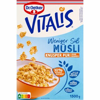 Dr. Oetker Vitalis Weniger Süß Knusper Pur (1,5kg Packung) MHD 02/2025 Sonderpreis