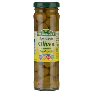 Feinkost Dittmann Oliven mit Paprikapaste (140g Glas)