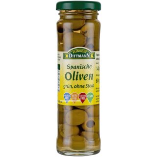 Feinkost Dittmann grüne Oliven ohne Stein (140g Glas)